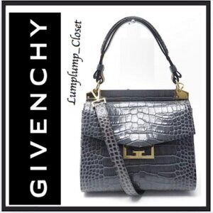 GIVENCHY MYSTIC S HANDBAG GRAY CROCO LEATHER SHOULDER BAG